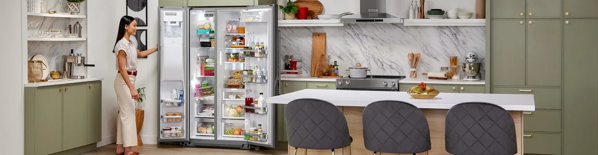 kitchenaid-refrigerator-woman-opening-fridge